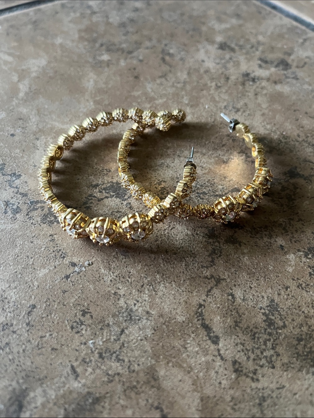 Gold Crystal Hoop Earrings - Women Jewelry